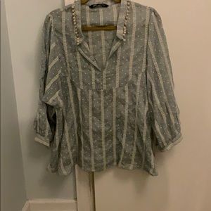 Minty Green Embroidered Zara Cotton Blouse